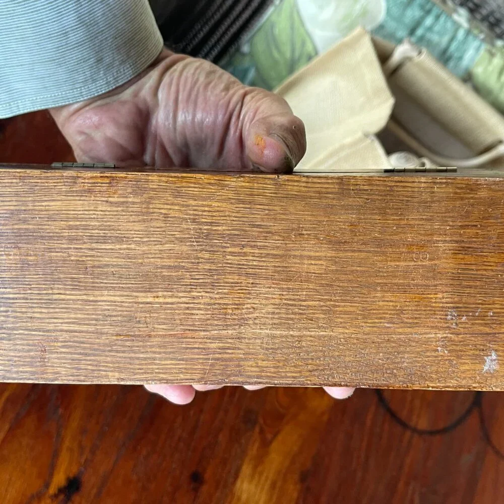 Antique Handcarved Oak Wood Wheeler & Wilson Jewelry Box c. 1890